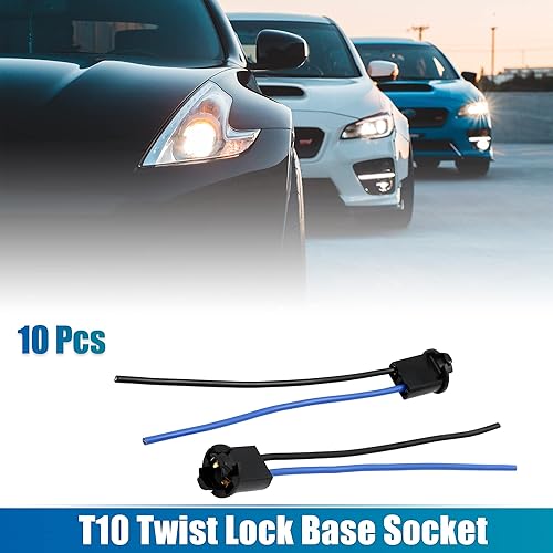 Miniatura 2 de uxcell 10 unids coche DC 12 V T10 168 194 cuña instrumento Dash bombilla giro base adaptador conector arnés de cable reemplazo universal