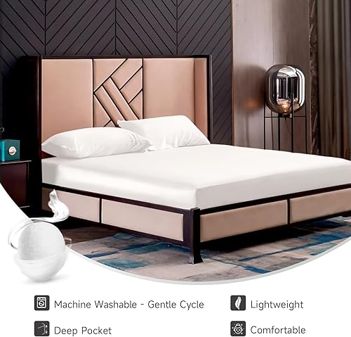 Miniatura 5 de THXSILK Silk - Juego de sábanas bajeras tamaño King de 3 piezas, 6A+ de grado superior, 100% seda de morera pura, sábanas de lujo para cabello y