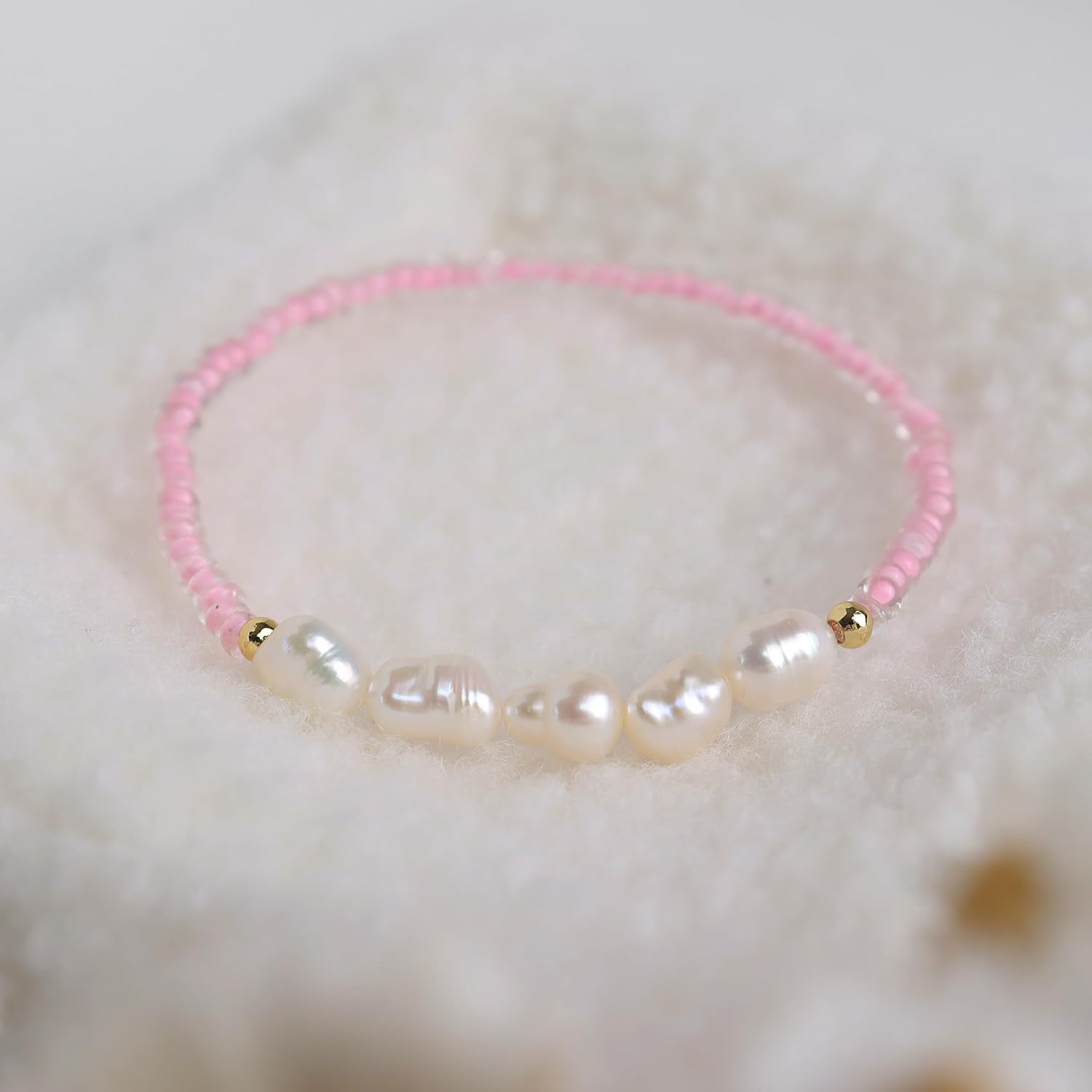 Freshwater Pearl Seed Bead for Women, Dainty Handmade Bohemian Stone Beaded Stretch Friend Bracelet Summer Beach Jewelry Gift - Image 4