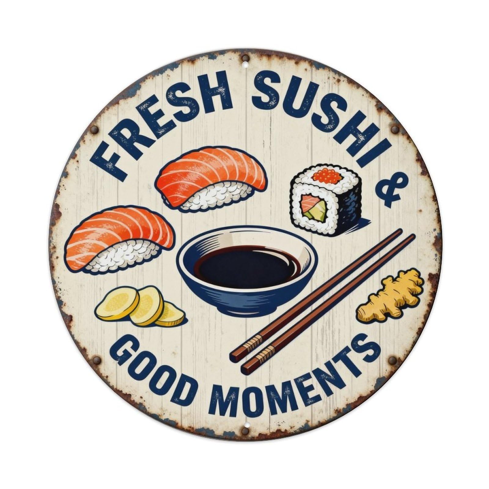 FRESH SUSHI & GOOD MOMENTS Metal Tin Sign Plaque