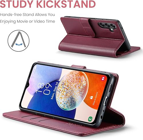 Miniatura 4 de FLIPALM Funda tipo cartera para Samsung Galaxy A14 5G con bloqueo RFID, soporte para tarjeta de crédito, de piel sintética, función atril, funda