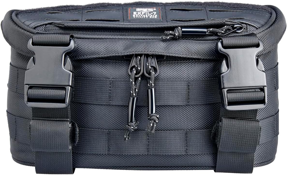 Biltwell Exfil-7 2.0 Motorcycle Bag - Universal Bag for Handlebars Risers Front Fork, Compatible with Touring and Cruiser Motorcycles