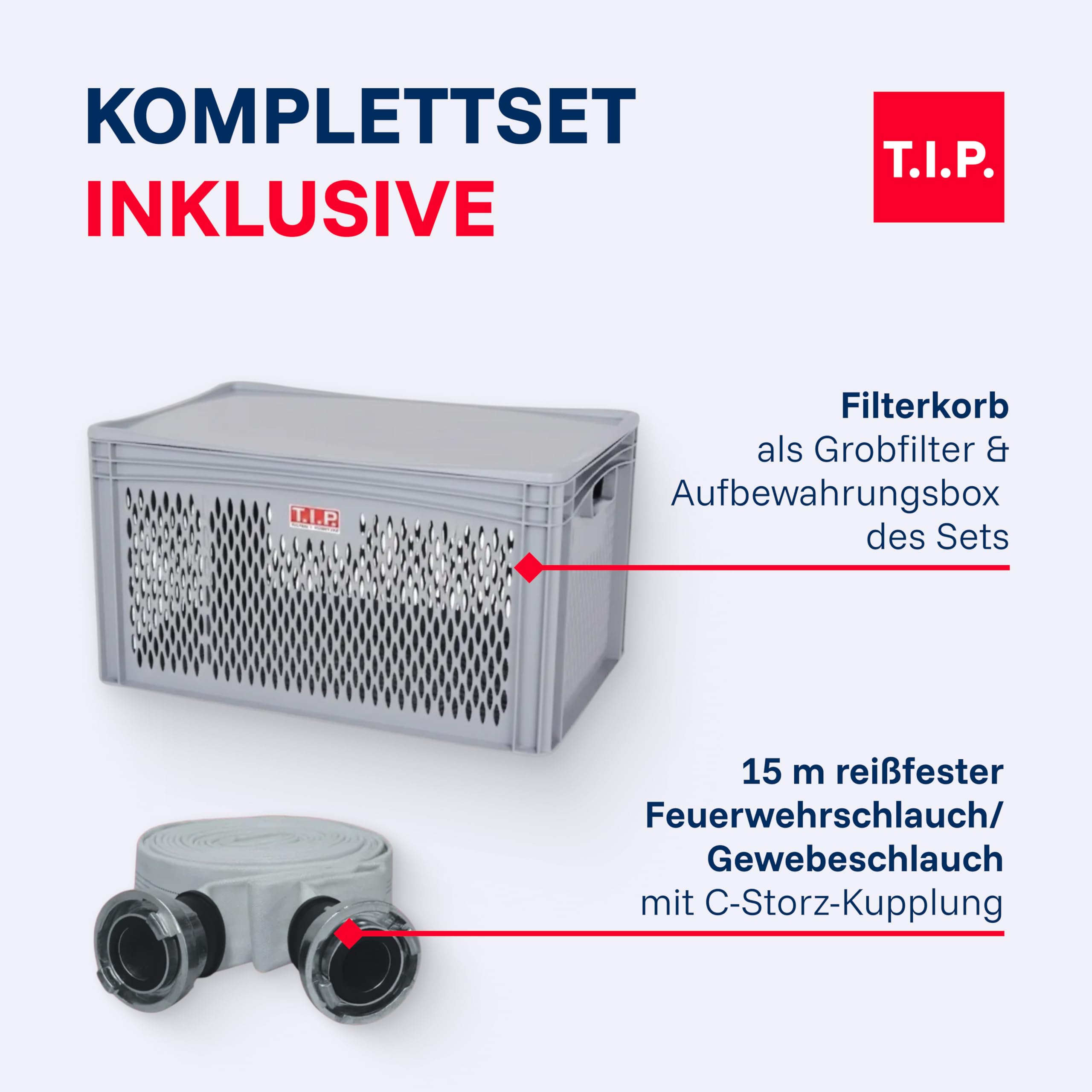 T.I.P. Hochwasser-Set Maxima 350 IPX DUO S aus Edelstahl mit Schwimmschalter I 20000 l/h Förderleistung bis 8 m Höhe I 2in1 Schmutz- und Klarwasser mit DUO-Ring | 1mm flachsaugend I Komplettset