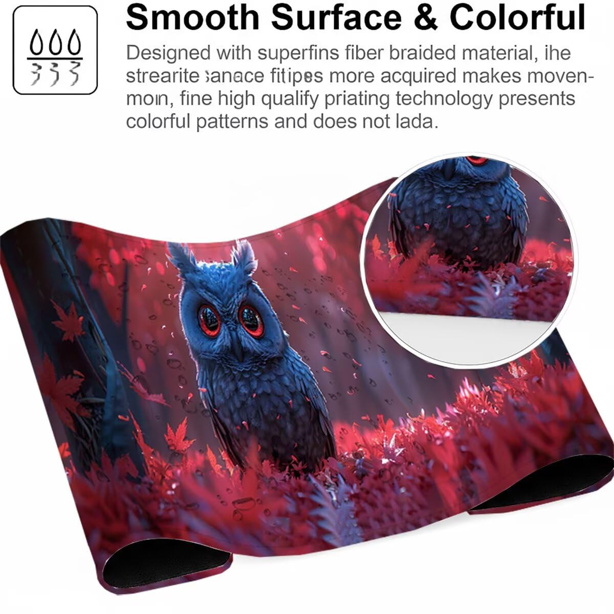 Tappetino per Mouse Gaming XXL 1200x600x3mm– Ufficio Mousepad Grande – Migliora la Velocità e la Precisione Tenuta Stabile Sottomano per Ufficio e Casa Accessori Scrivania Gufo PjY11665 N-U