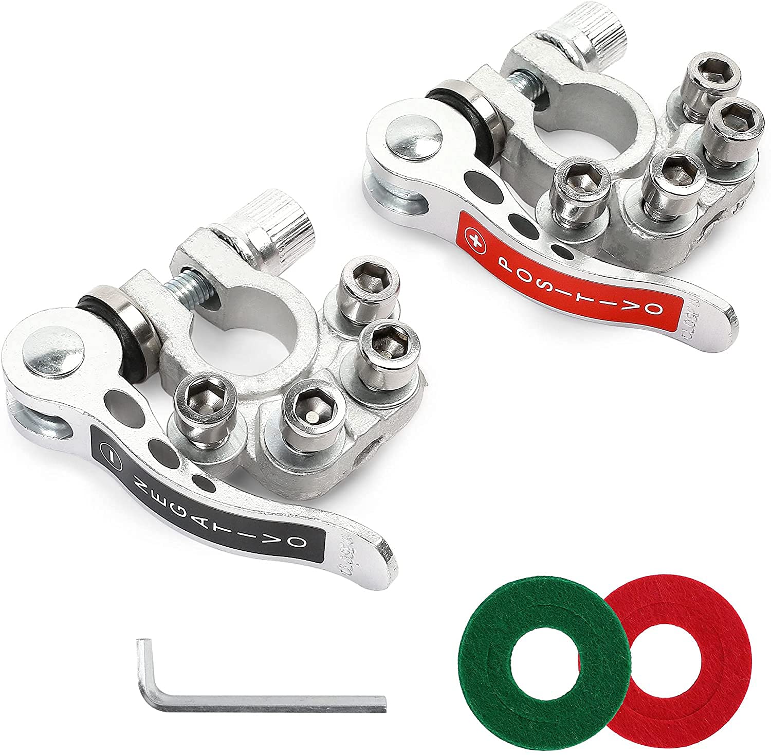 ELECDON Quick Release Disconnect Battery Terminal Connectors - 2PCS for Car, Automobile - Positive Negative for SAE/JIS Type A Posts