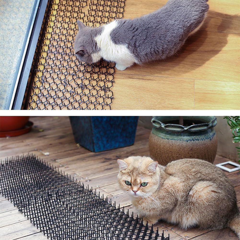 Felpudo repelente para gatos, 8 unidades, disuasor para gatos, de plástico, apto para césped, jardín, interior y exterior, 20 x 15 cm, con 8 anclajes a tierra