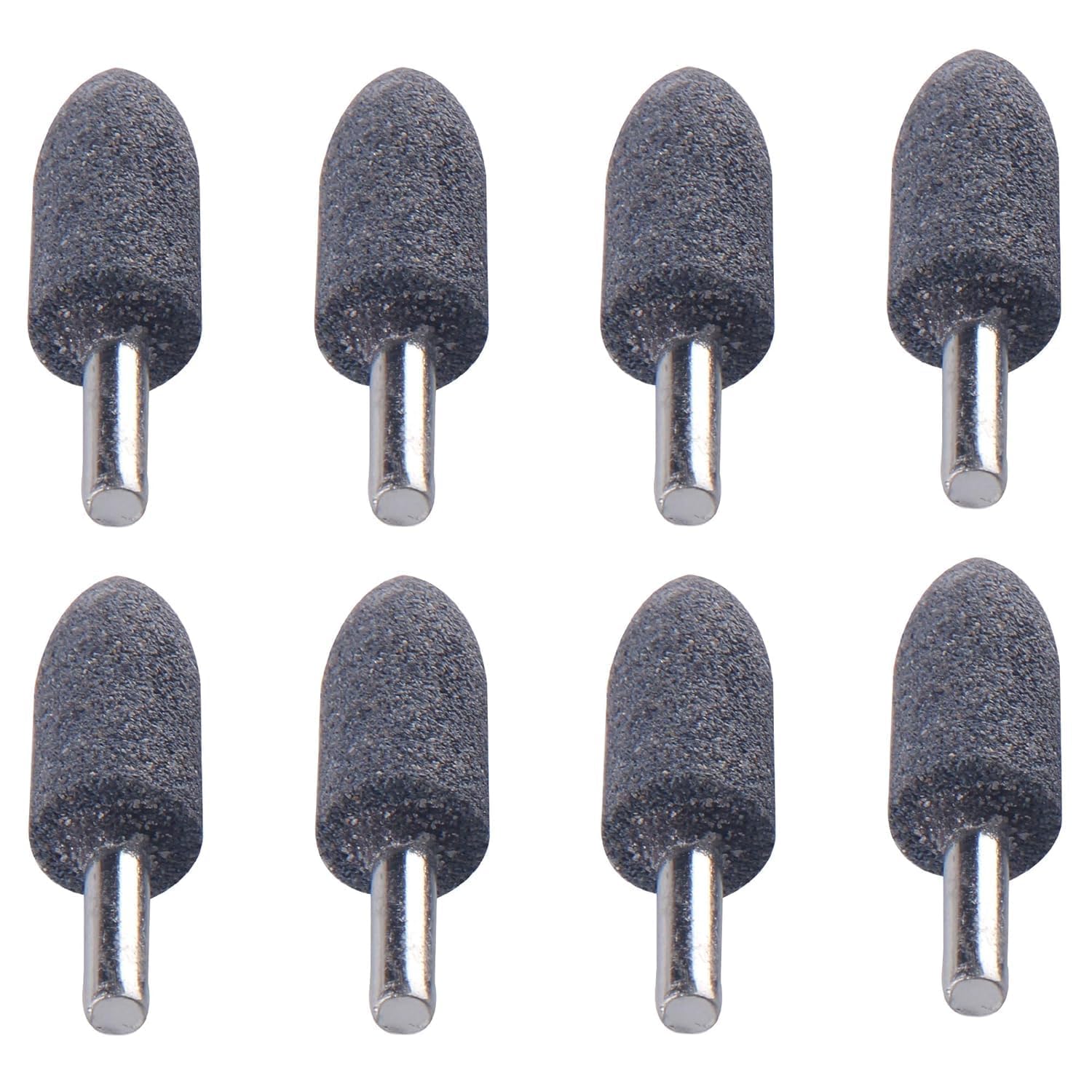 8 Pcs 16mm Mounted Points, 1/4" Shank Aluminum Oxide Grinding & Polishing Kit for Metal, Wood & DIY – Cone Shape Rotary Tool Stones for Sharpening, Deburring, Rust Removal