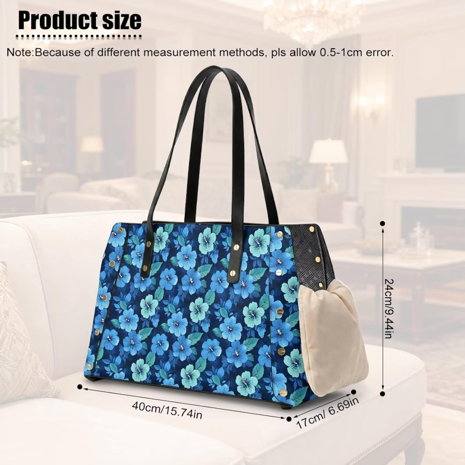 Blue Flowers Dog Purse Carrier Fashion Dog Shoulder Carrier Soft Pet Carrier for Small Dogs