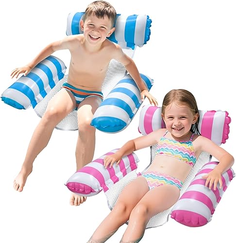Pool Floats Kids, Meegoo Pool Lounge Chairs 3 Tubes Floaties Water Hammock Inflatable Pool Toys for Kids Ages 8-12 for Summer Party Beach Vacation