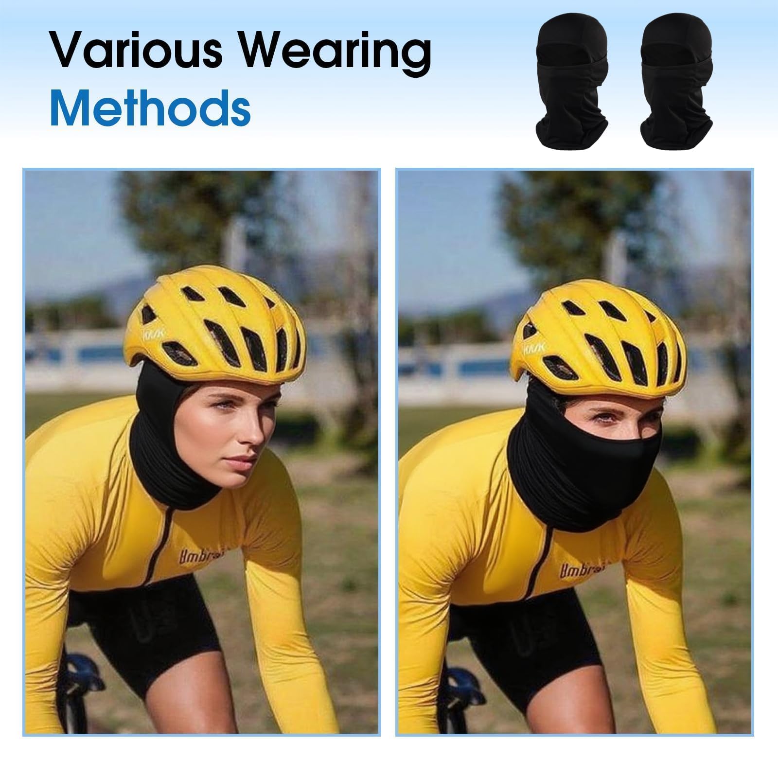 2 PCS Cagoule Moto Automne-Hiver Balaclava, Cagoule Masque de Ski Coupe-Vent Respirant Thermique Cagoules de Moto pour Vélo Ski Running Snowboard, pour Hommes et Femmes, Anti Poussiere