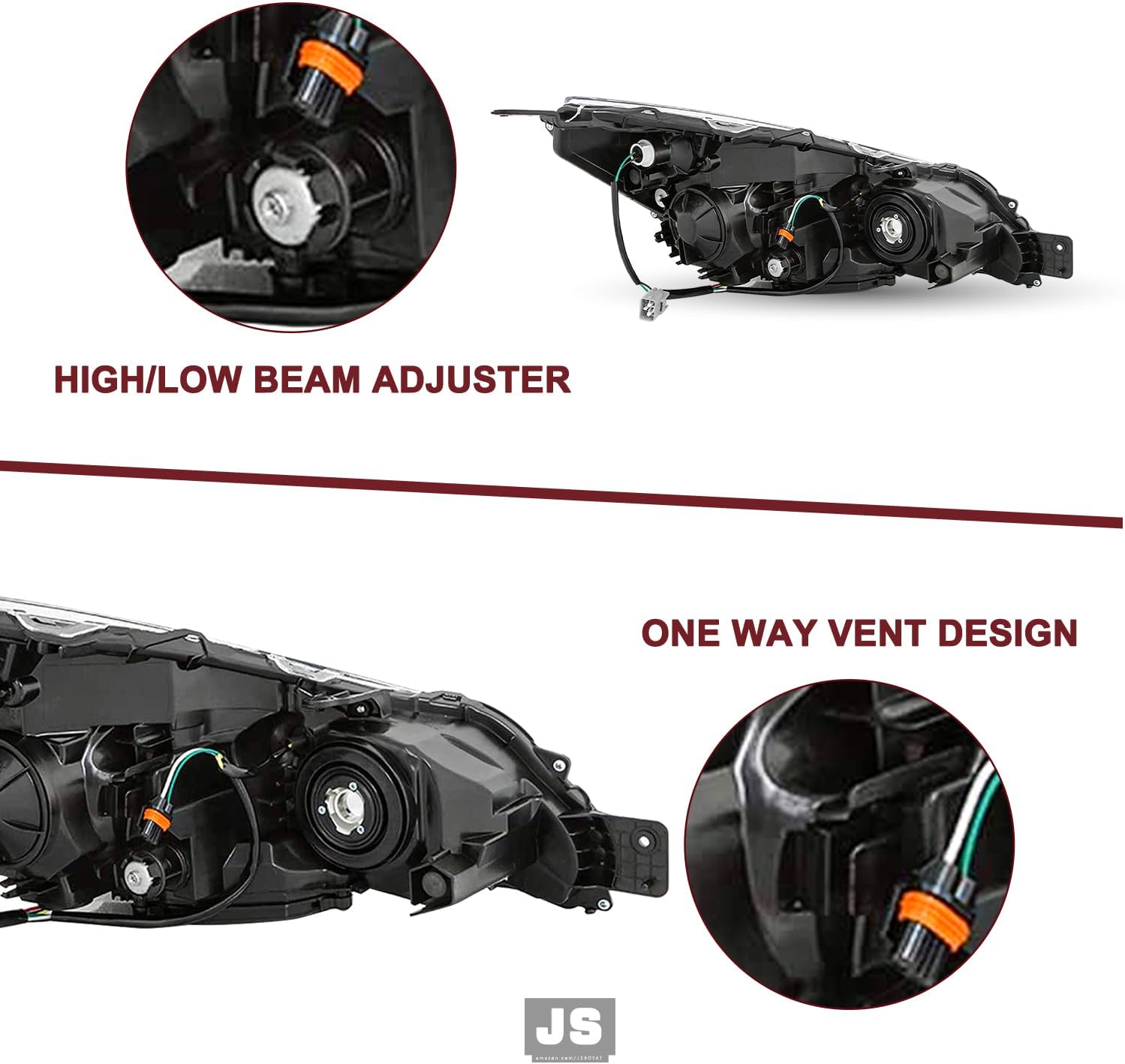 JSBOYAT Headlight Assembly Replacement for 10-14 Subaru Legacy/Outback Corner Projector Driver and Passenger Side (Chrome Housing with Amber Reflector)