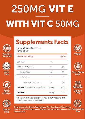 Miniatura 6 de Paquete de gomitas de saúco y vitamina E, apoyo inmunológico con zinc y vitamina C Plus 1000 iu de vitamina E natural para la salud de los ojos y la