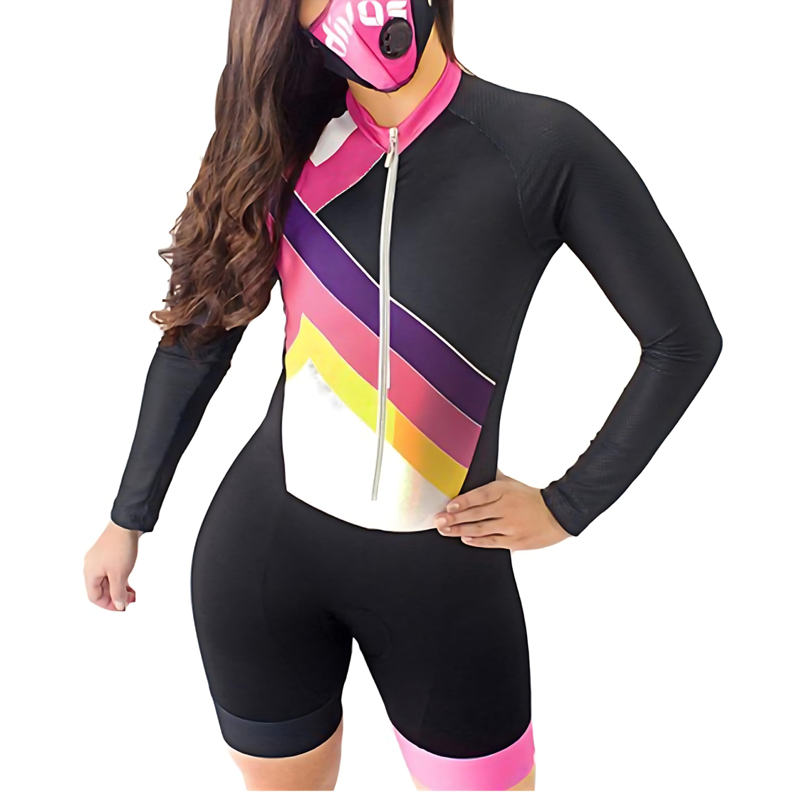 Tuta da triathlon da donna, a maniche lunghe, da ciclismo, tuta da triathlon, taglie XS-3XL, Multicolore 17, Medium