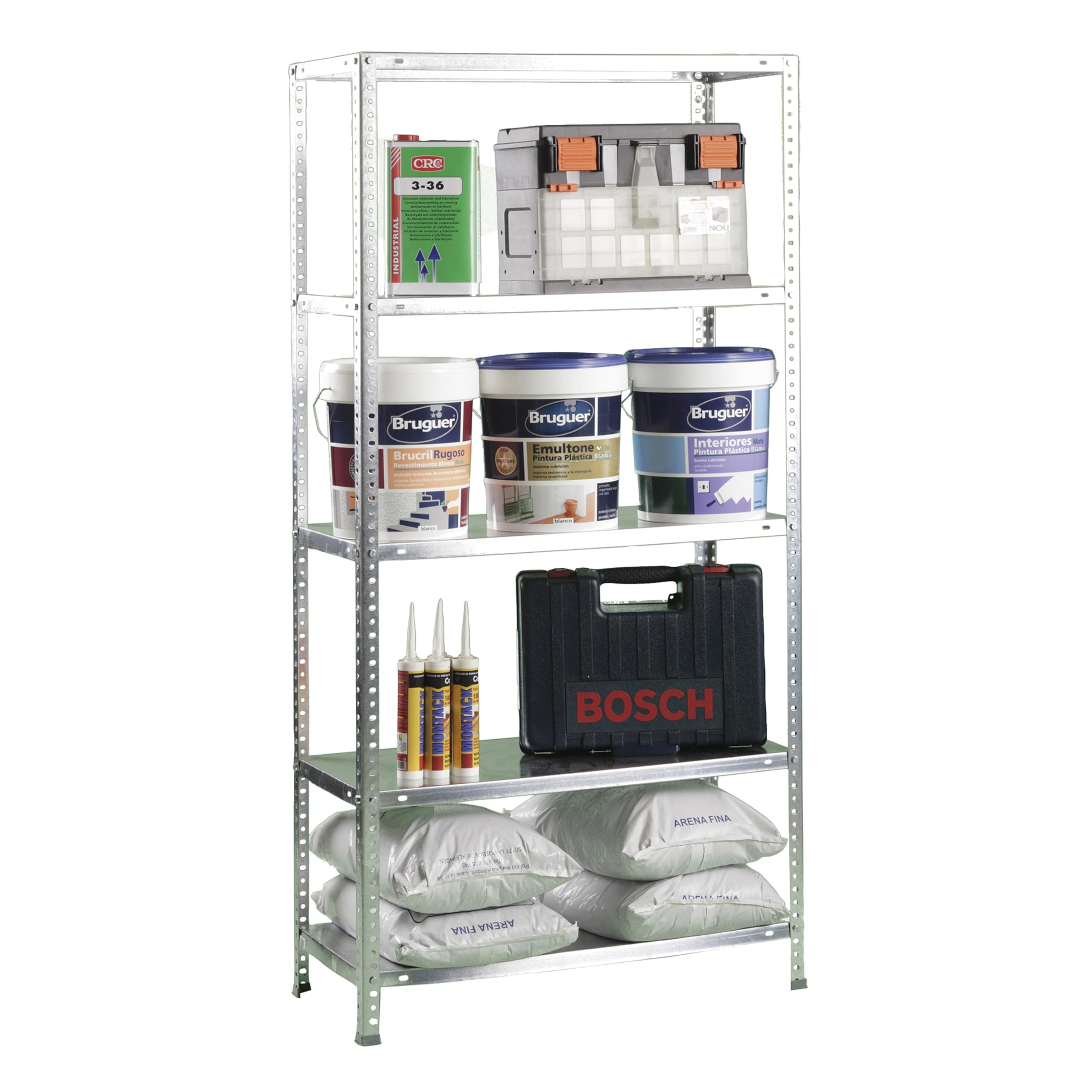 Simonrack Schwerlastregal, Lagerregal, 180x80x50 Metallregal, Kellerregal, Biegestelle 100 kg, 5 Fachböden, Galvanisiert - Comfort