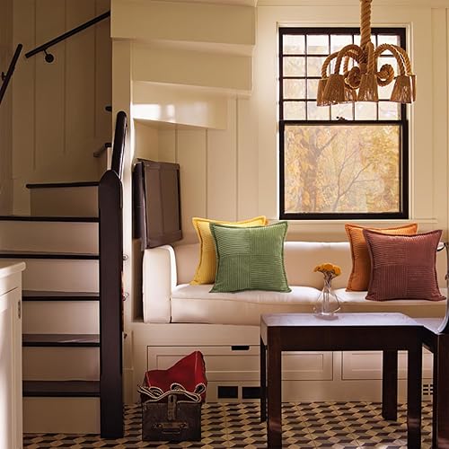 Miniatura 6 de Topfinel Juego de 4 fundas de cojín esponjosas naranjas de 16 x 16 pulgadas  16.0 x 16.0 in., fundas de cojín de pana de otoño de color naranja