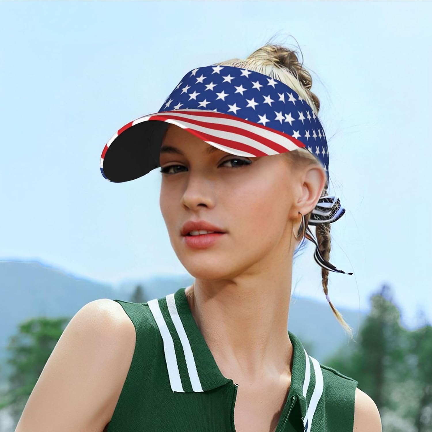 Visor Hats American Flag Sun Sports Adjustable Beach Colorful Cap& Hat Men Women Adults - Image 6