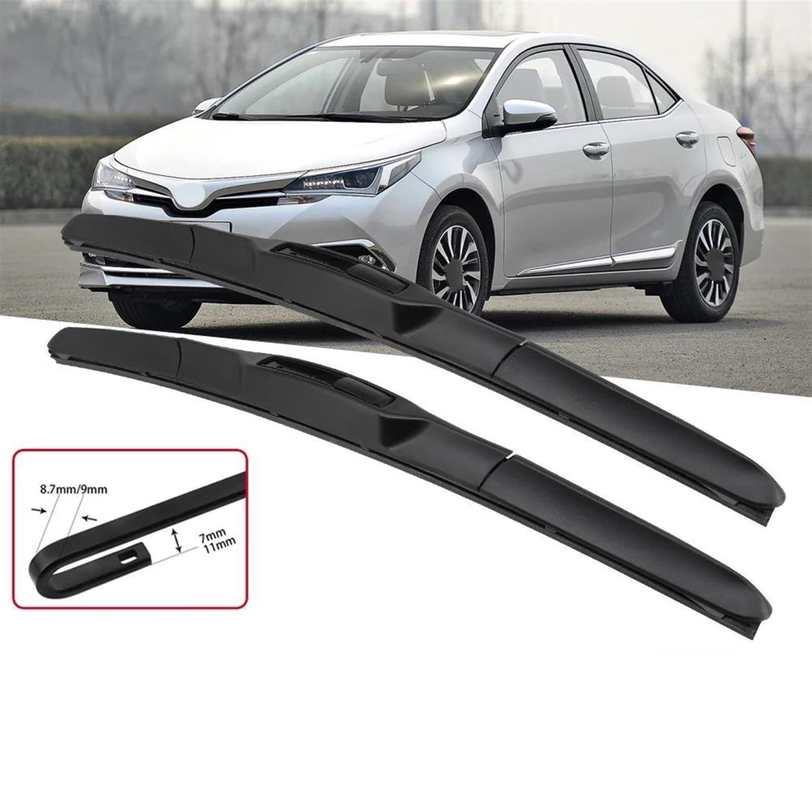 Para Toyota Para Corolla 2007-2018 Limpiaparabrisas Delanteros De Coche Ajuste U Brazo Con Gancho Delantero Accesorios Automóvil Escobillas De Limpiaparabrisas(Left Steering1)