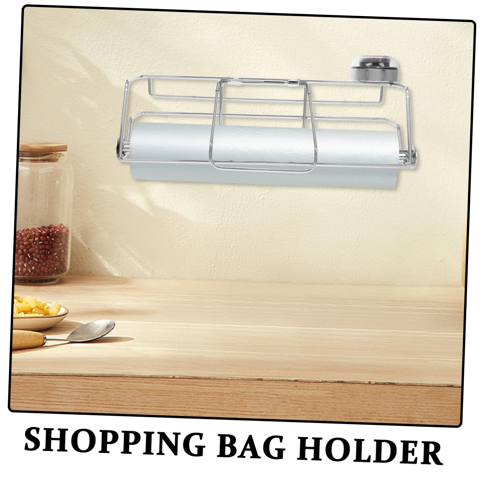 Soporte De Bolsas Inoxidable Con Dispensador De Mano Húmeda Estante Colgante Para Almacenamiento De Bolsas Supermercados y Tiendas De Alimentos