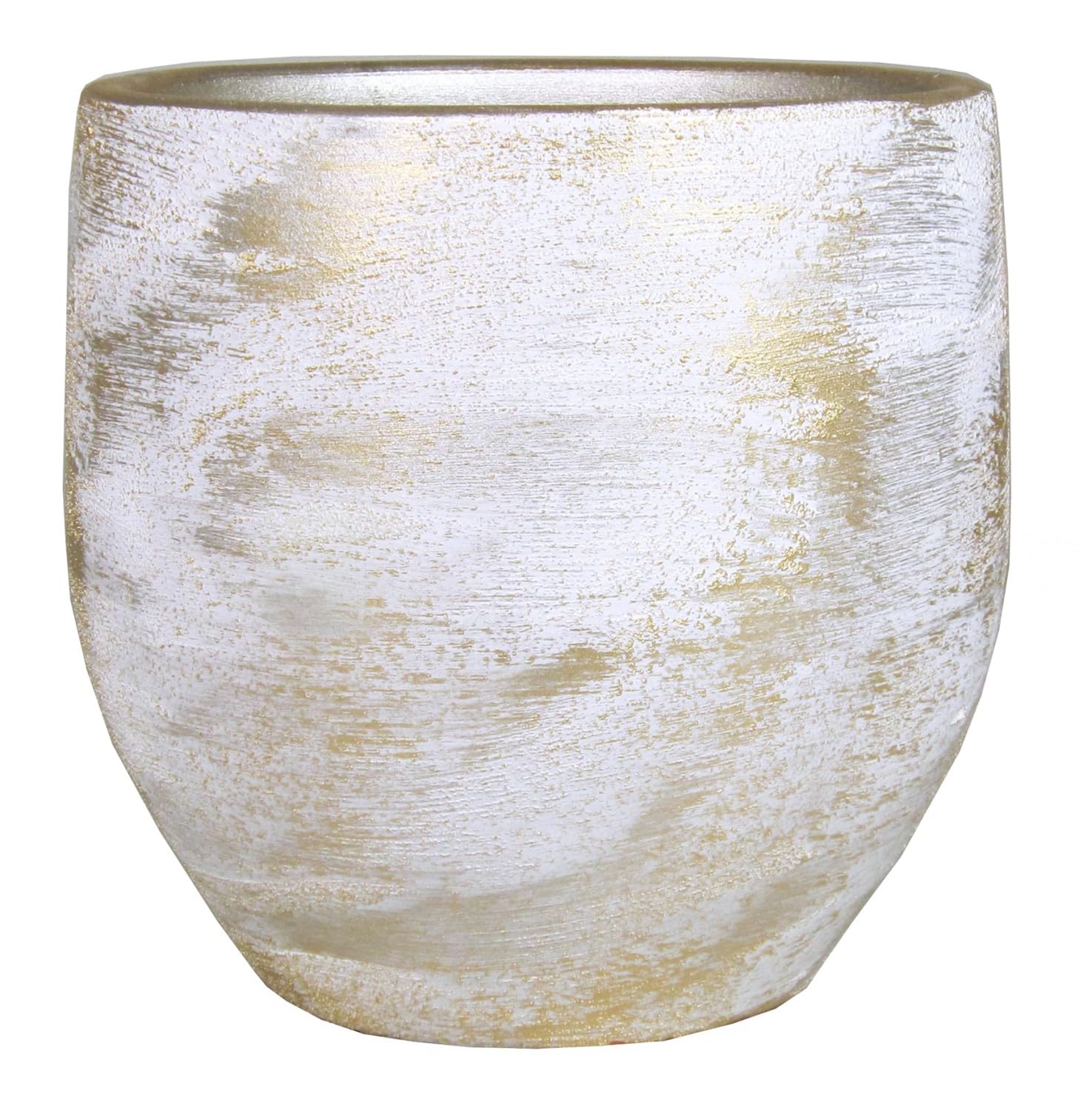 INNA-Glas Keramik Blumentopf AETIOS, Farbverlauf, weiß-Gold, 24cm, Ø24cm