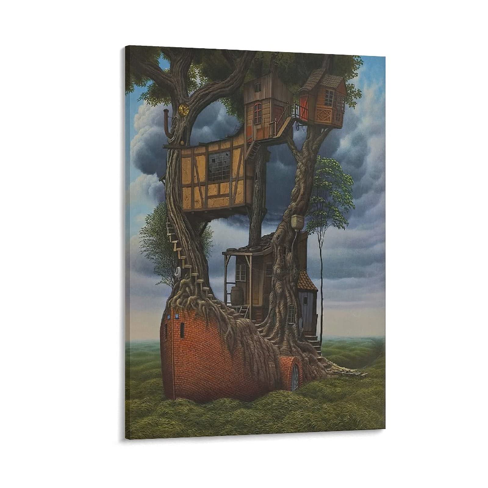 GNKIOFunny Surrealist Poster Jacek Yerka Art (1) Canvas Art Poster and Wall Art Picture Print Modern Family Bedroom Decor Poster 30 x 45 cm