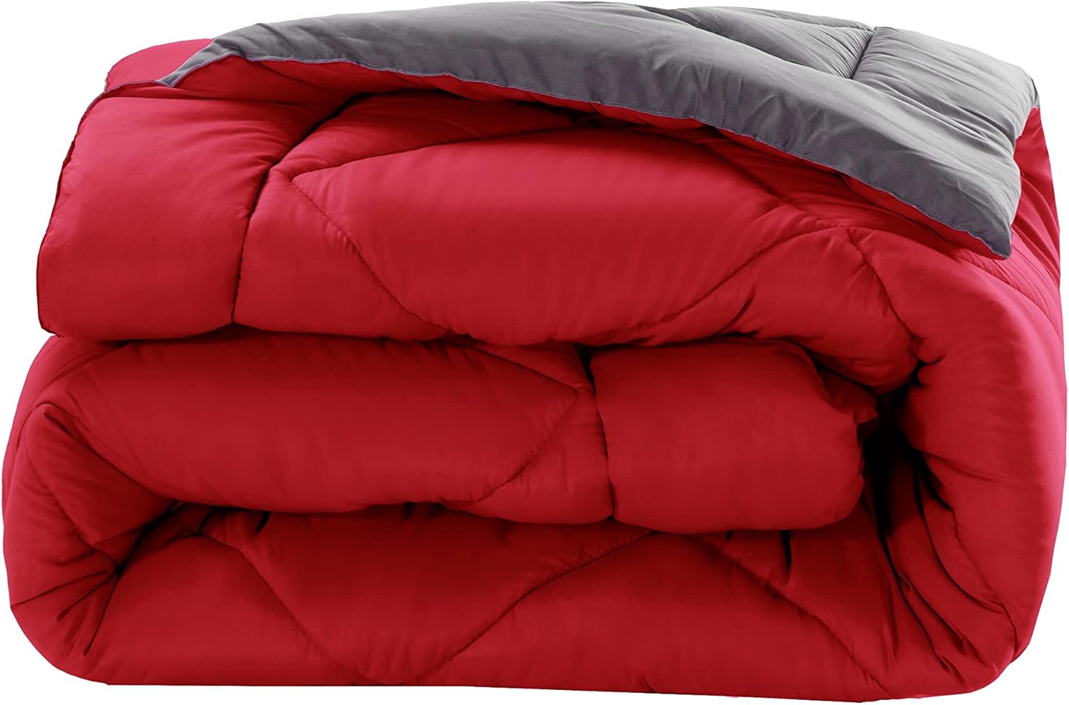 Elegant Comfort Reversible 3-Piece Comforter Set All Season, Ultra Soft, Down Alternative Comforter, Twin, Red/Gray