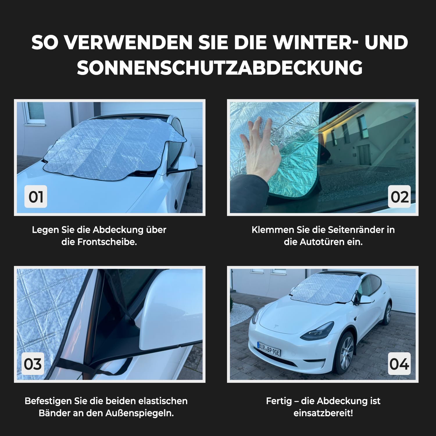 Copertura per parabrezza invernale pieghevole 195 x 125 cm per auto SUV protezione contro neve gelo polvere UV