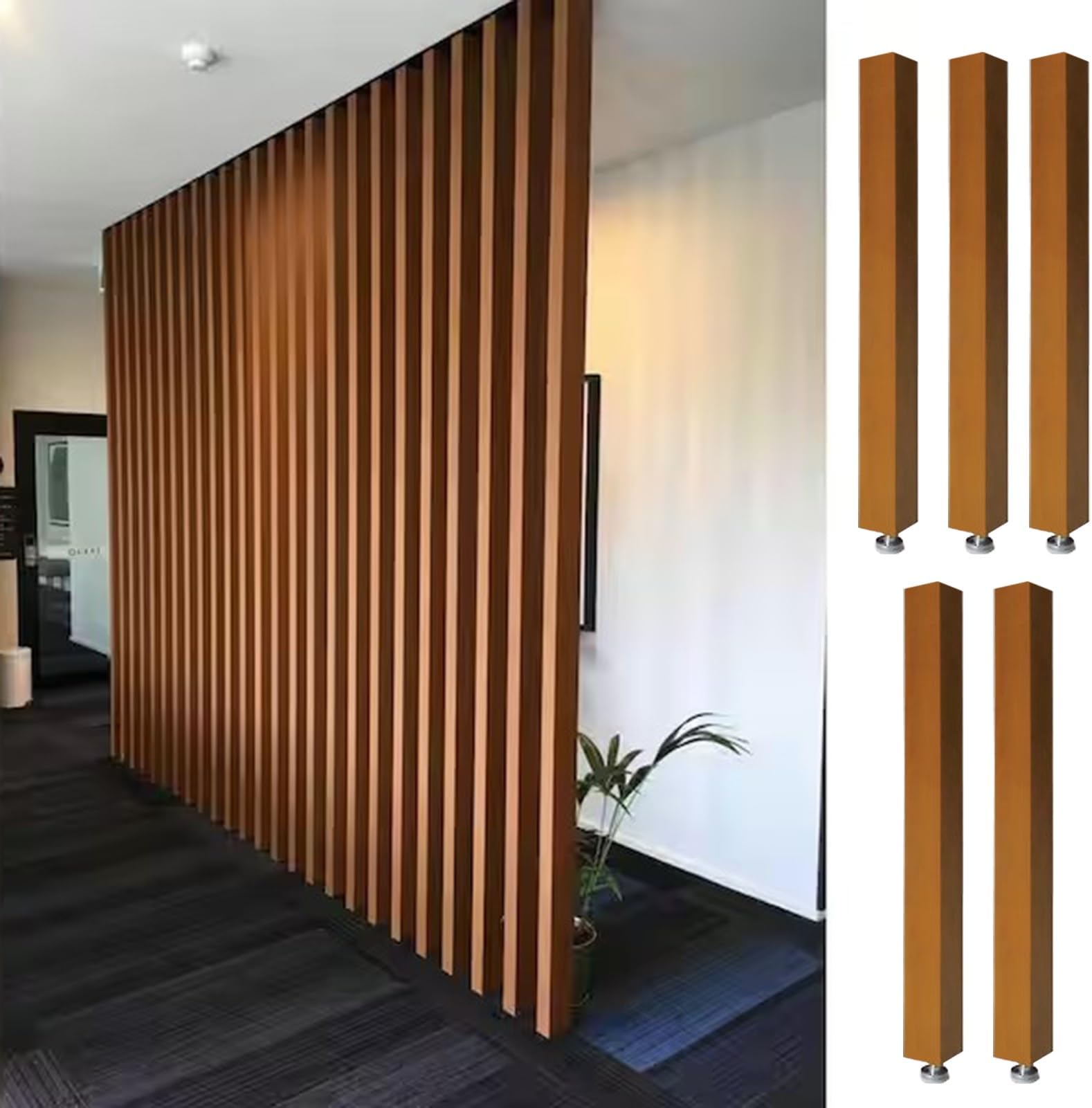 Room Divider Modern DIY Room Divider for Privacy Screen/Doorway/Studio Apartment, Square Wall Partition Floor to Ceiling Design, Easy to Install & Remove (Color : 5pcs Height, Size : 250cm/98.4in/