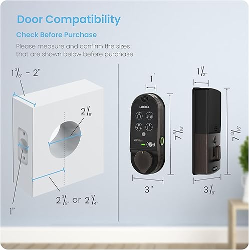 Miniatura 9 de Lockly Vision Smart Lock, cerraduras inteligentes de timbre de video HD para puerta delantera, cerradura de puerta de huellas dactilares, teclado de