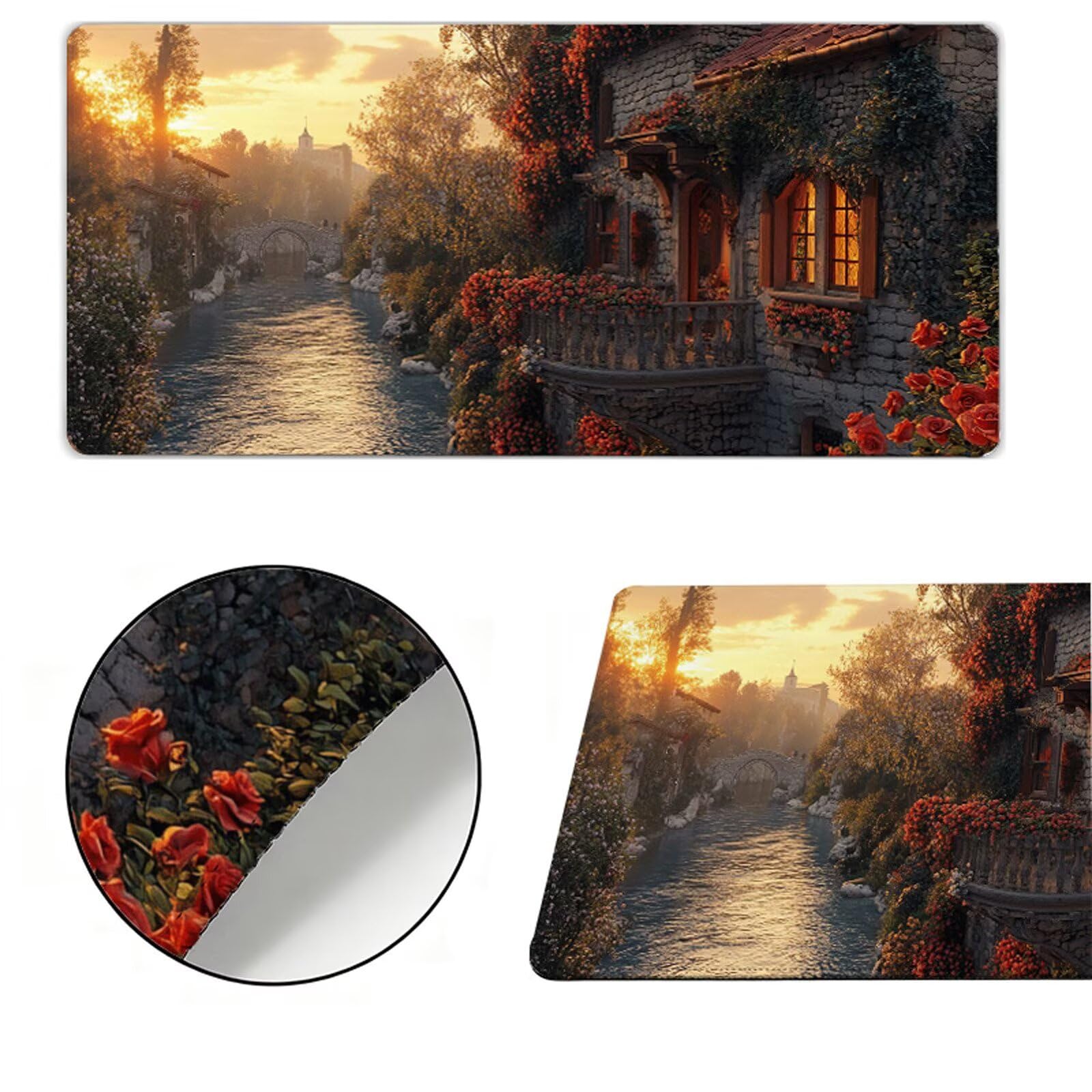 Podkładka pod mysz XXL 1000x500x3mm podkładka pod mysz kwiat podkładka pod mysz ocean poprawia precyzję i szybkość, wodoodporne antypoślizgowe, szyte krawędzie, akcesoria do gier, komputer, prezent