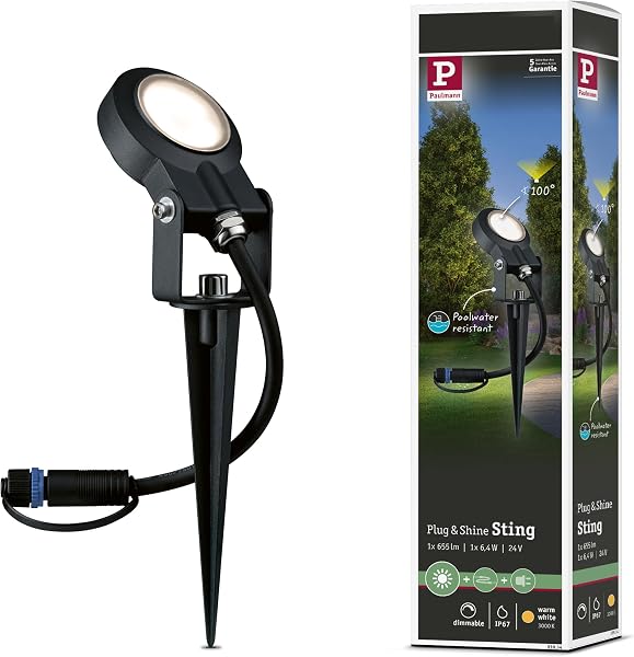 Paulmann 93934 Plug & Shine Spotlight Sting IP67 3000K 6W 24V kąt rozsyłu światła 100° 93934 ośw. zewn. LED grot do wbicia w ziemię ośw. ogr.