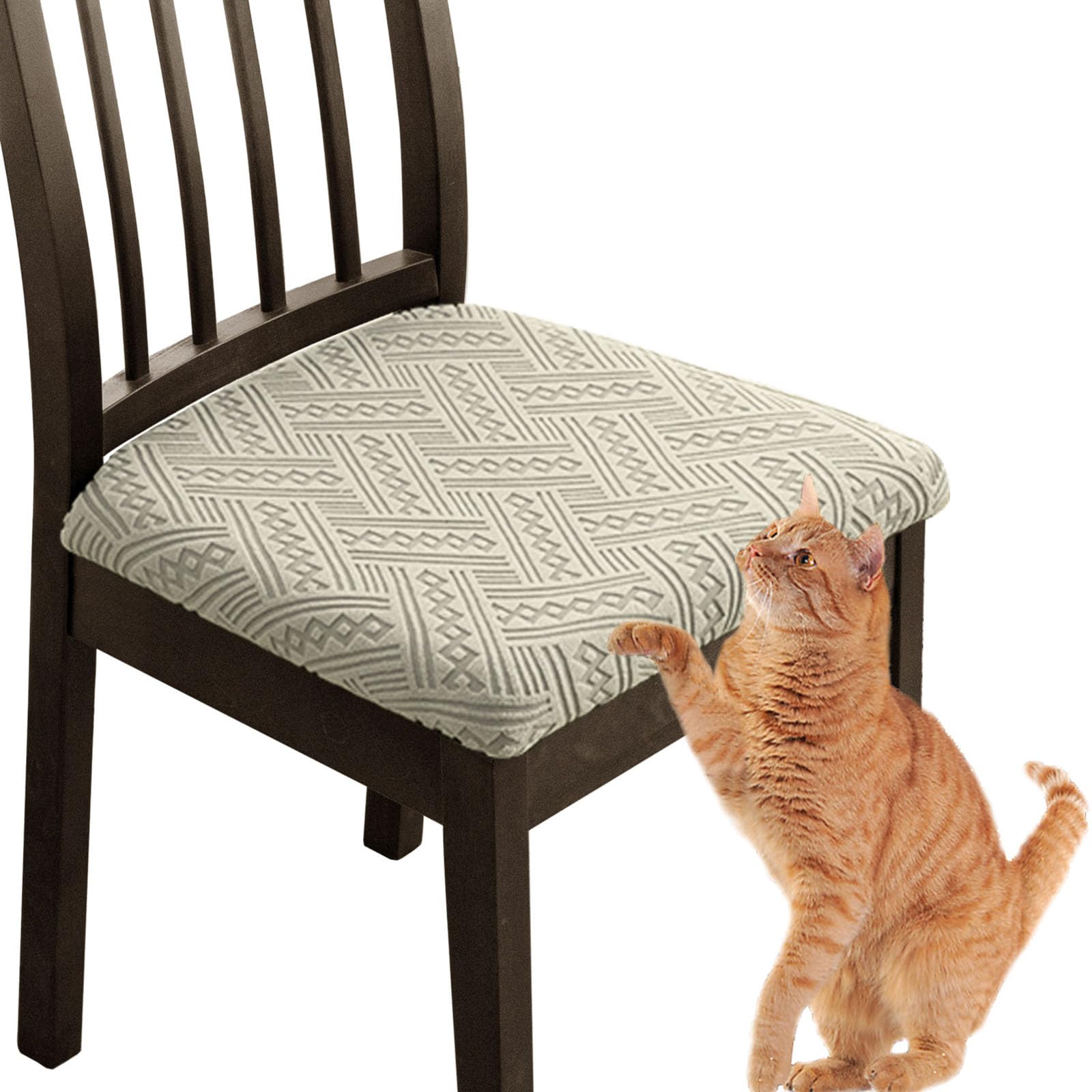 Housses de chaise Parsons extensibles avec attaches lot de 4 beige