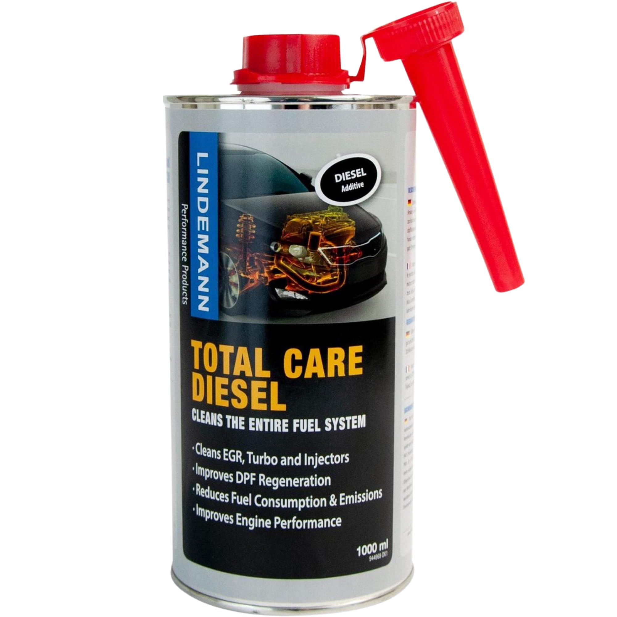 LINDEMANN - Total Care Diesel Reiniger 1000 ML - All-in-1 Dieselsystemreiniger - AGR Reiniger Diesel + DPF Reiniger + Partikelfilter Reiniger - Spart Kraftstoff - Diesel Additiv