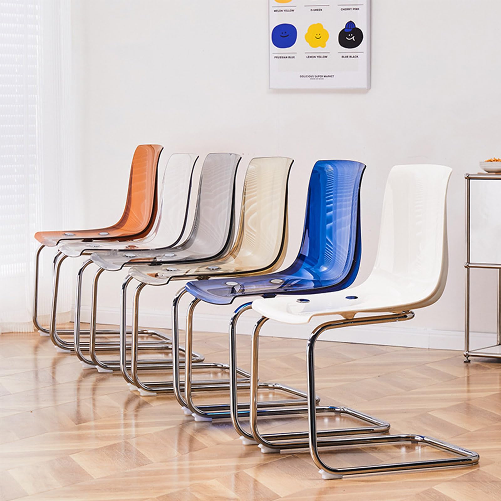 透明アクリルクロームサイドチェア Amazon｜SUZEPER クリアダイニングチェア モダンなキッチンチェア 透明