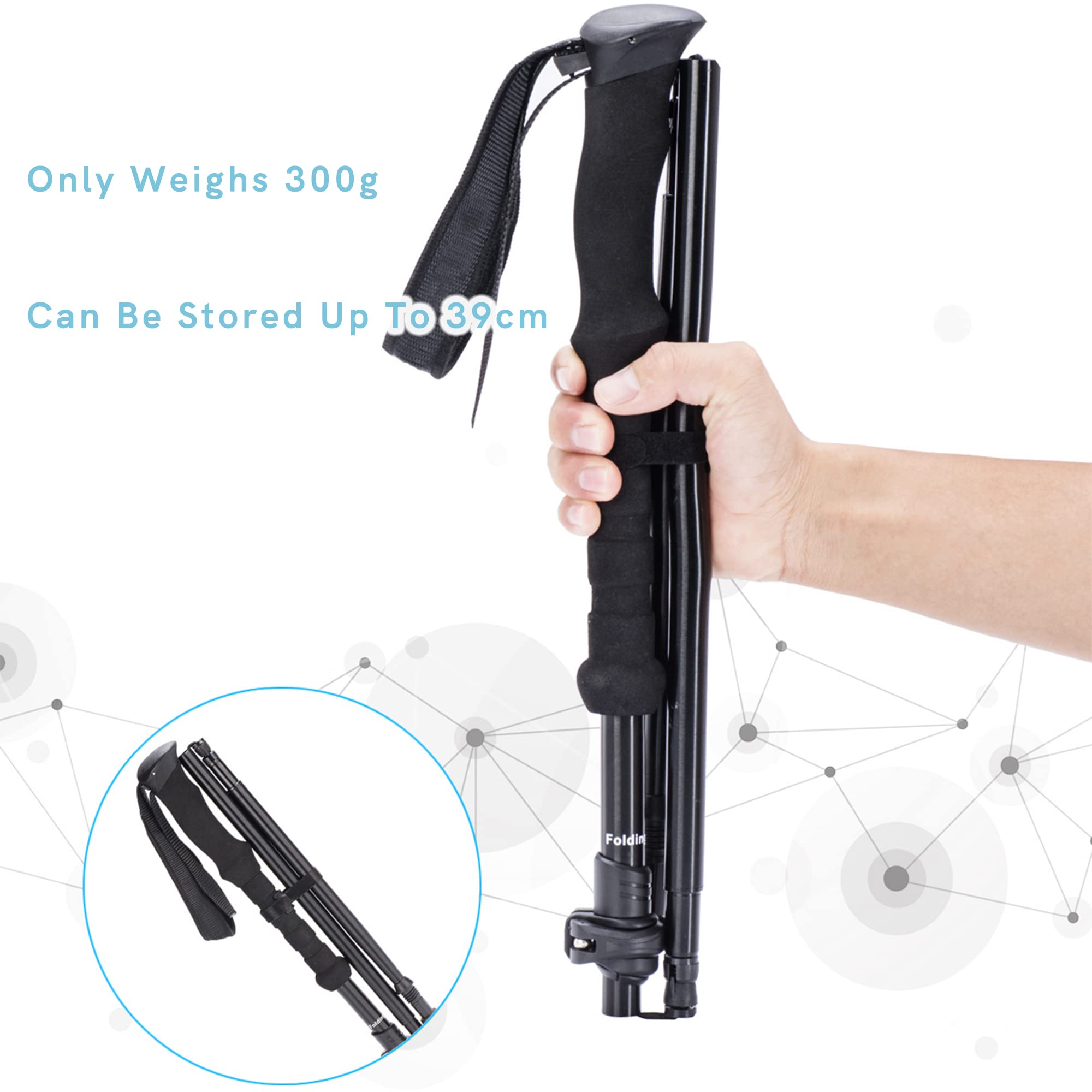 Trekkingstöcke aus 7075 Aluminium, zusammenklappbare Nordic-Walking-Stöcke mit Schnellverschlusssystem zum Wandern und Trekking (2 Stück)