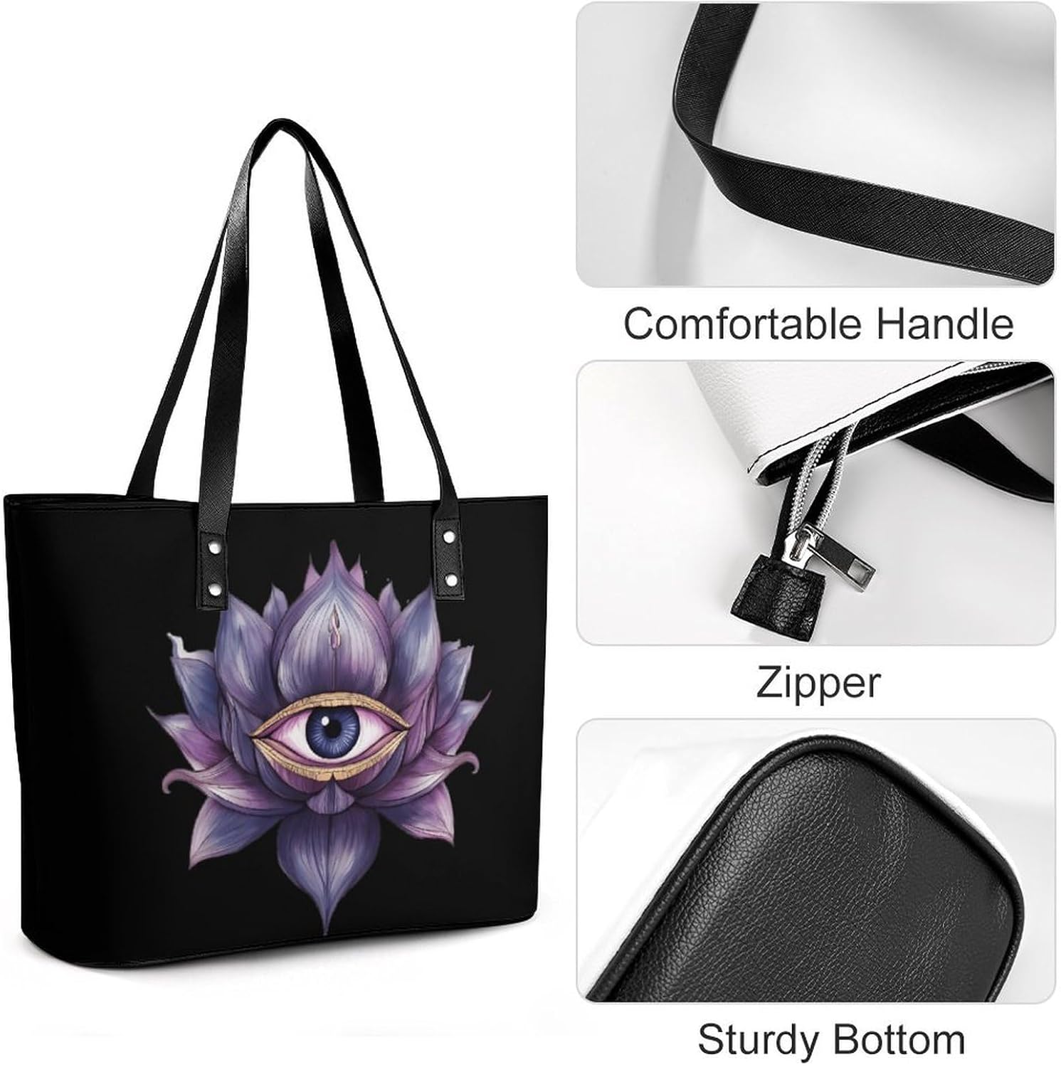Evil Eyes Flower Women's Satchel Handbags Tote Shoulder Bag Purses for Travel Shopping Work