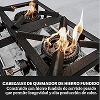 Vista 5 de GasOne - Quemador de propano doble de alta presión, cocina al aire libre con protector térmico y protector, cabezal de quemador de propano