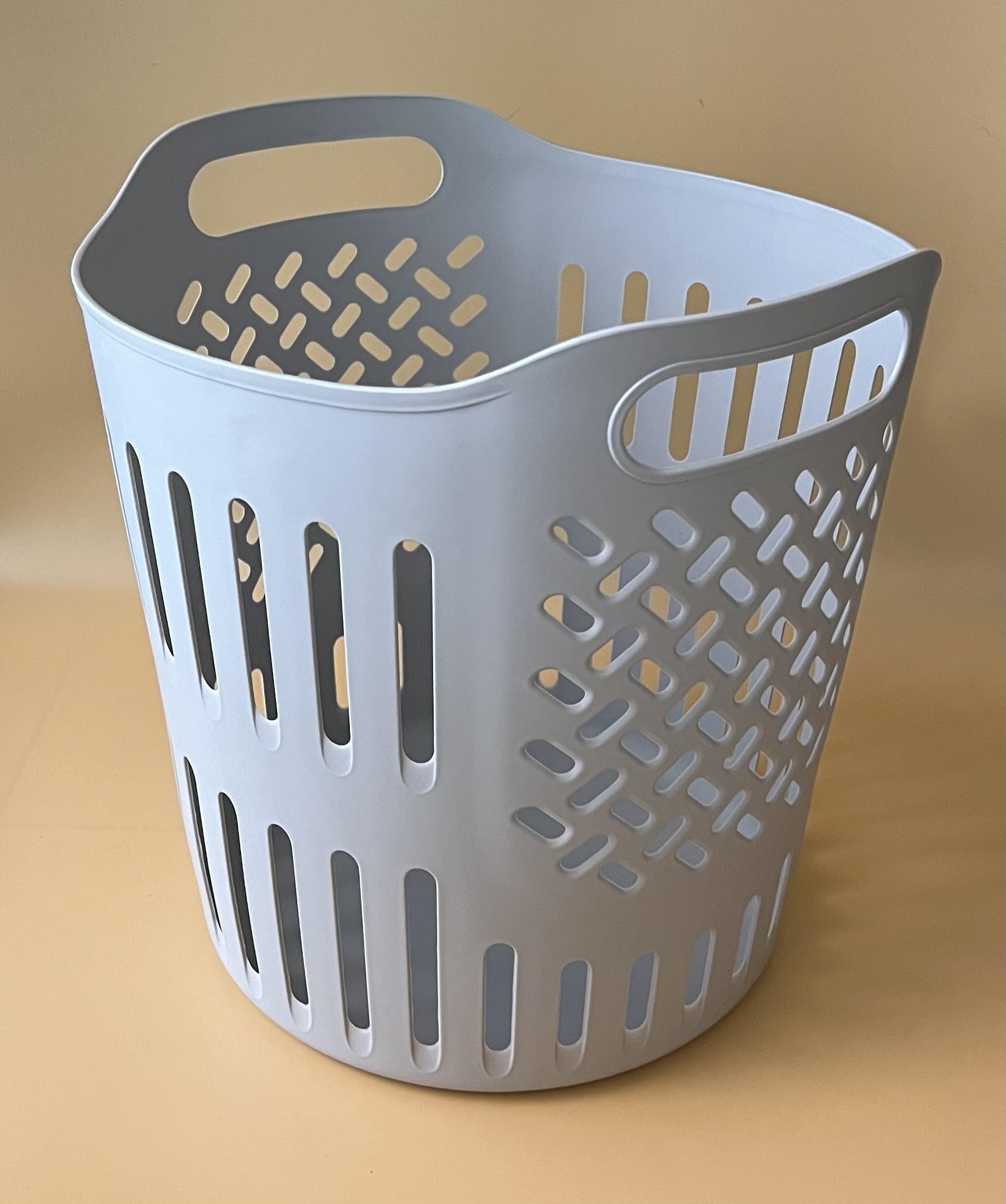 VIO Plastic Laundry Bin, Multi-Purpose Flexible Laundry Storage Basket Hamper, Light Weight and Durable Large Dirty Clothes Organizer Basket with Handles 40 Litres (Grey)