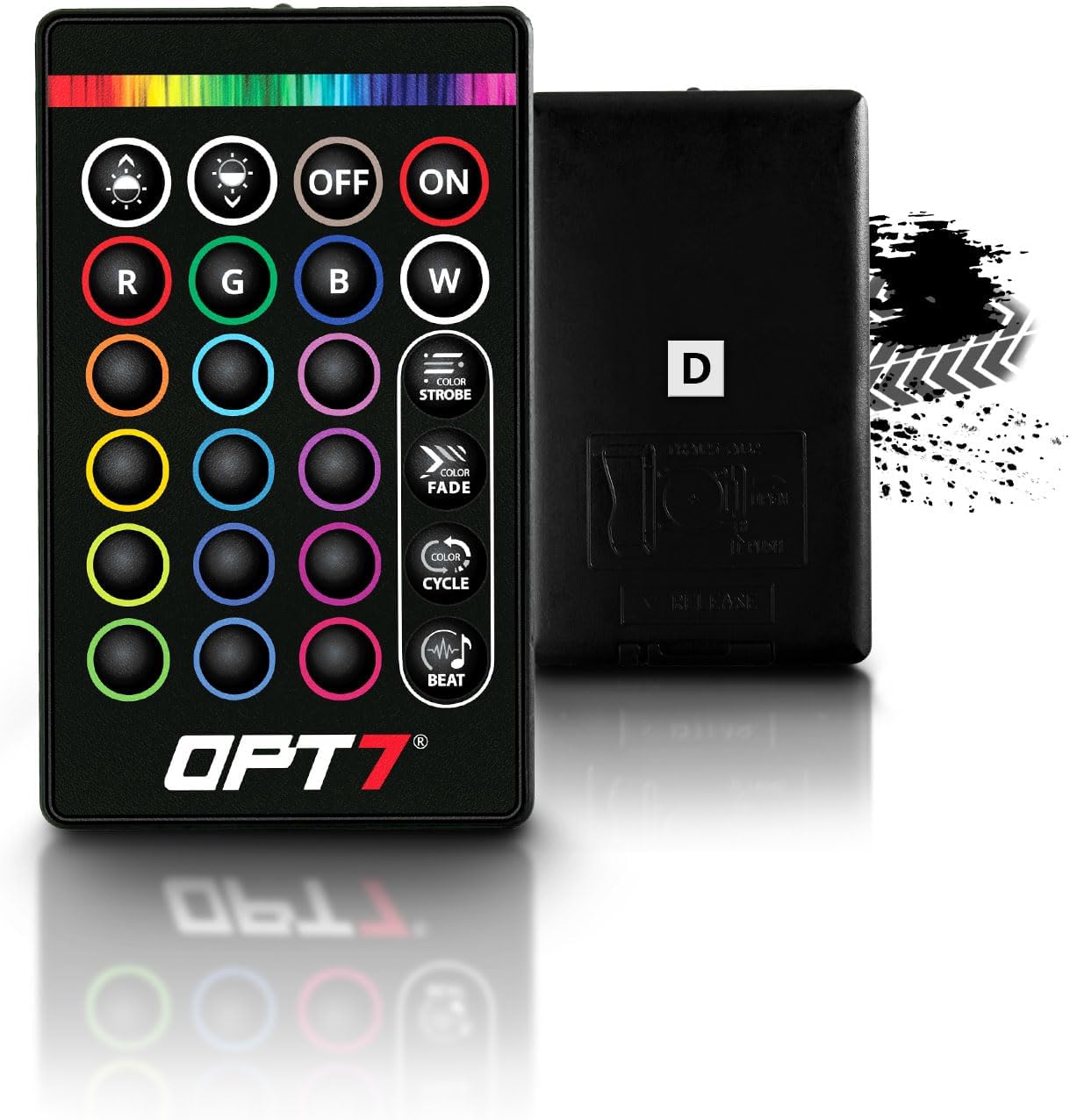 OPT7 Aura Original 24 Key Remote D, Compatible with Aura Rigid Aluminum Underglow Kit for Car, Truck, RV