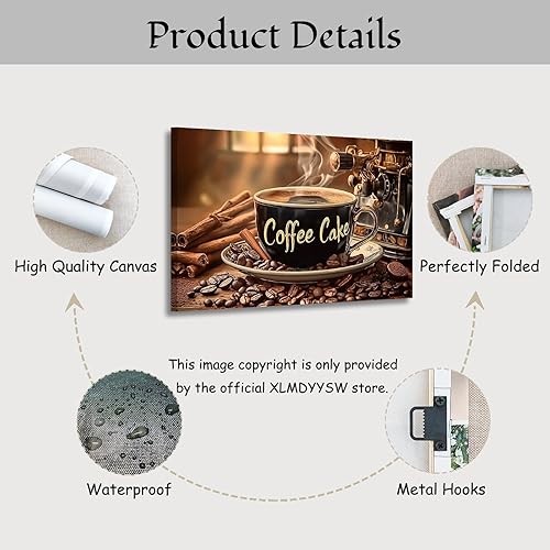 Miniatura 6 de XLMDYYSW Letrero de café vintage para pared, fotos de cocina, tazas de café y frijoles, impresiones en lienzo rústico familiar para cafetería, bar,