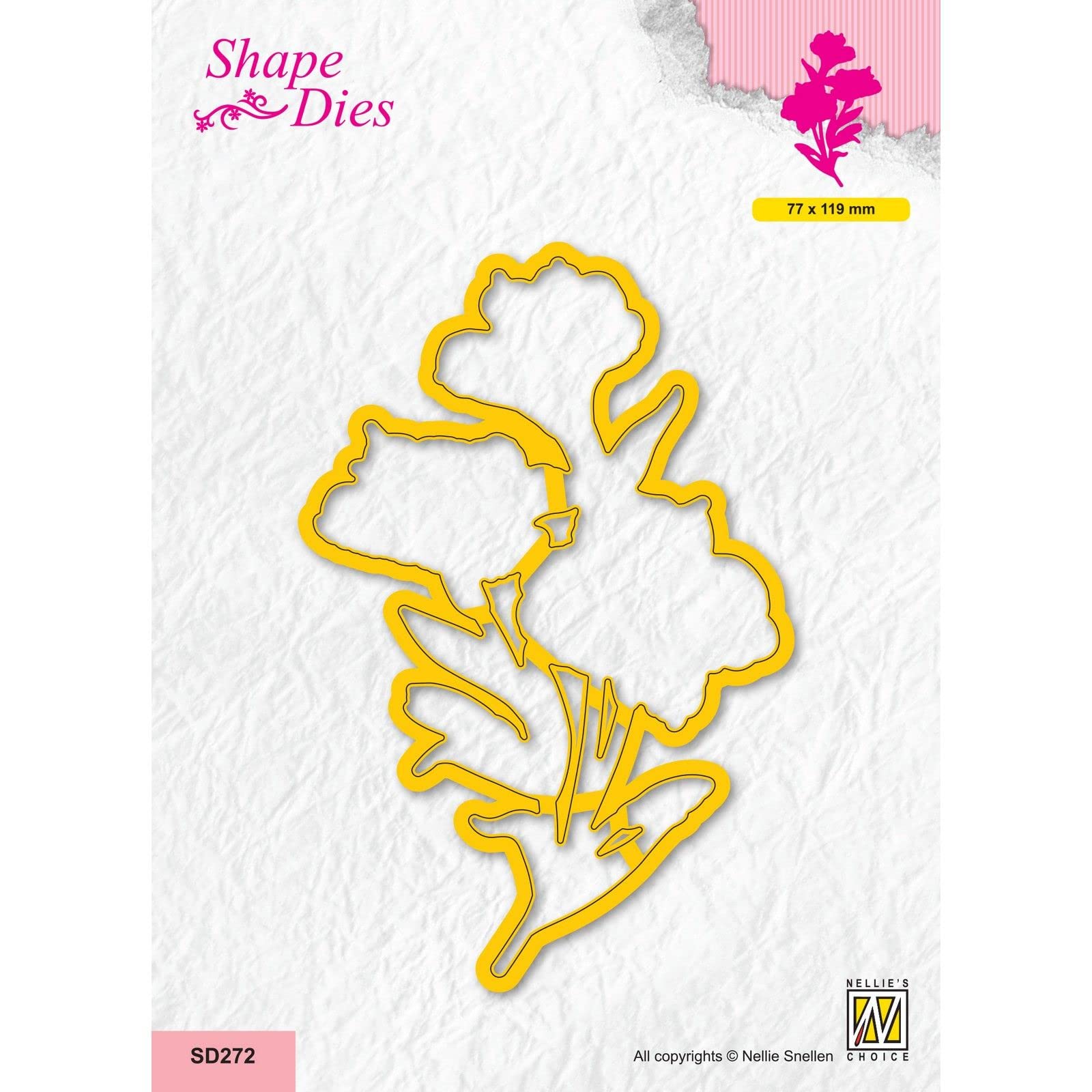 Nellie's Choice Cutting Orchid Shape Die-7,7 x 11,9 cm-Card Making Supplies-Metal Dies for Scrapbooking, DIY and Paper Crafts, Yellow, 77x119mm
