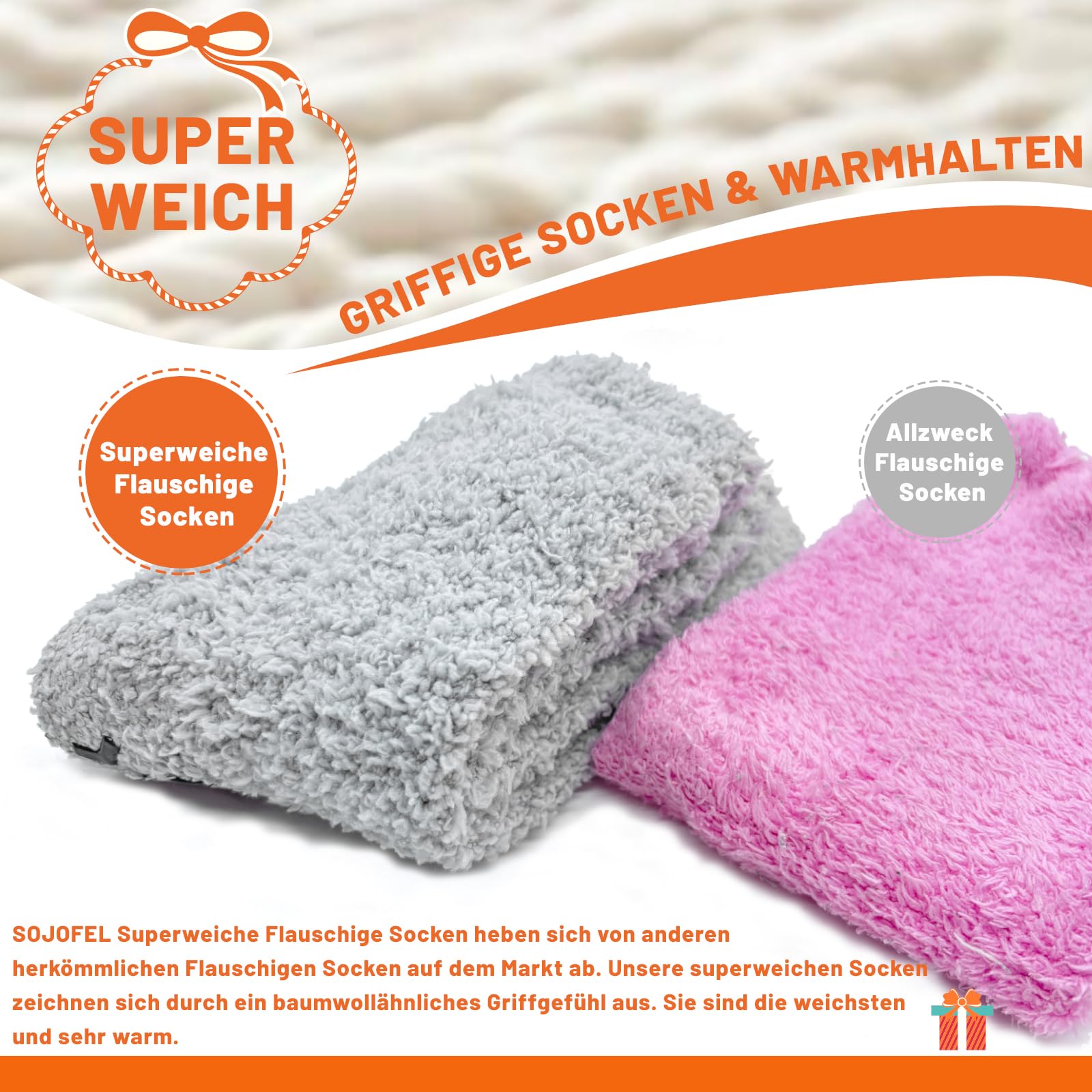 Herren Flauschige Kuschelsocken mit Anti-Rutsch Noppen Dicke Winter Wärmesocken für Zuhause 5 Paar 39-46