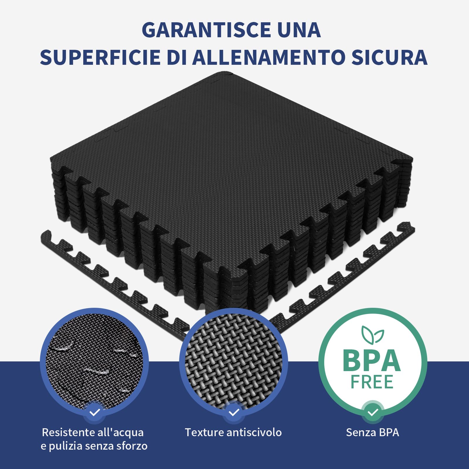 Tappeto Palestra, Taglia Extra Large 50x50cm, 12 Pezzi, 3㎡ Tappetino Fitness da Ginnastica a Puzzle, Pavimento Protettivo Incastro Tatami, Per Palestra Di Casa, Attrezzatura Per Fitness, Yoga