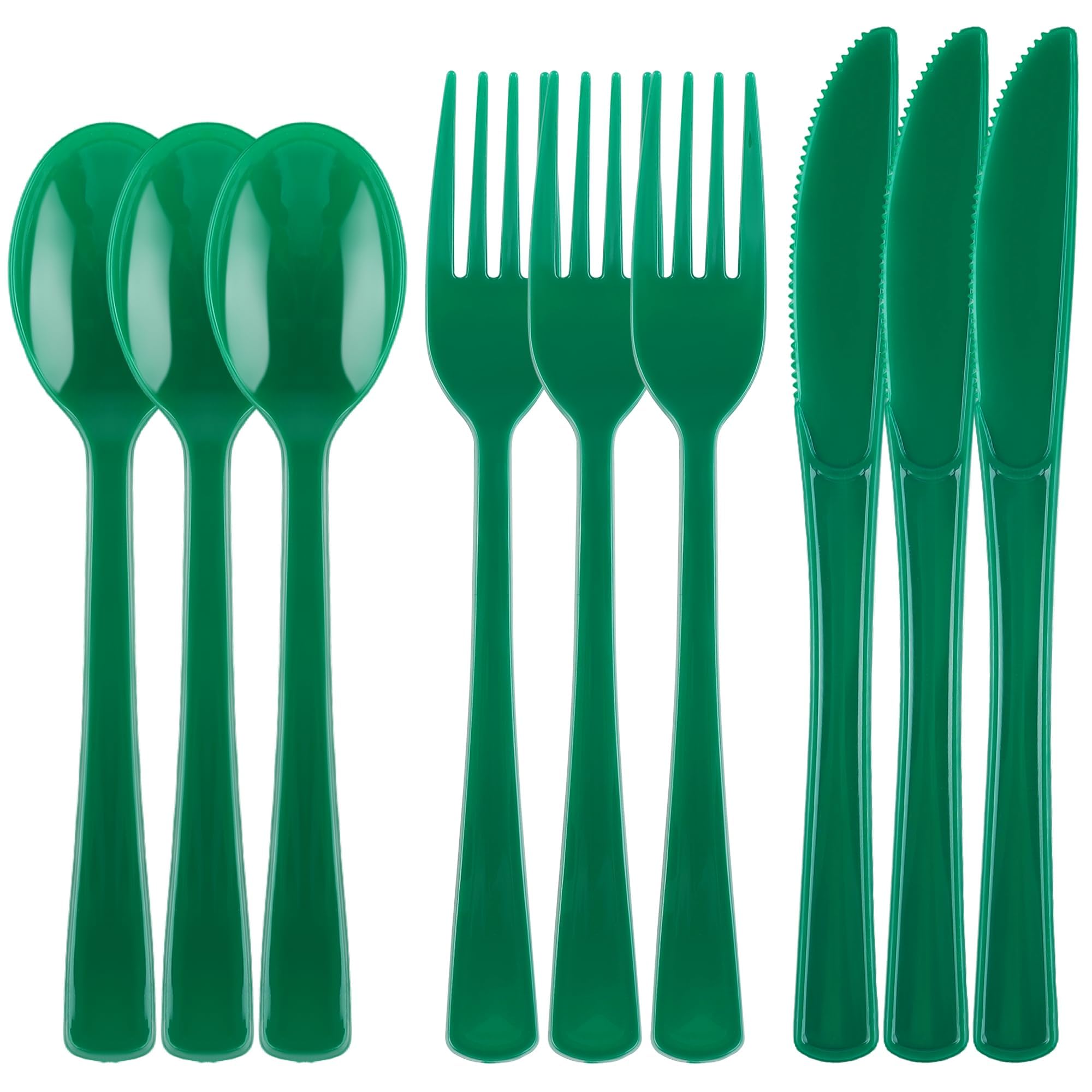 Kochorie 300Pcs Ink Green Heavy Duty Disposable Plastic Silverware Set