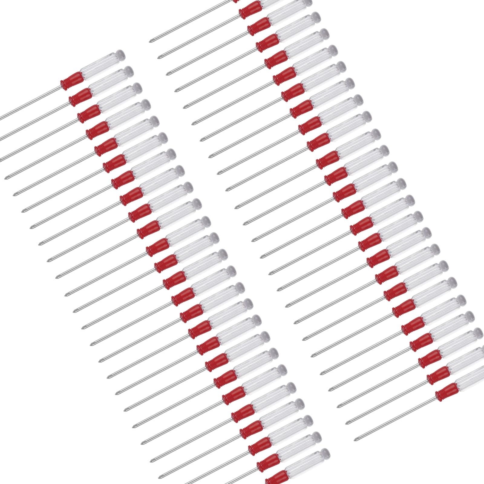 Hsioluted P Hillips Red 50Pcs Fashionable Clear Handle Screwdriver Small Size Flat & Slotted Bit Screwdriver For Repair Tasks Small Set