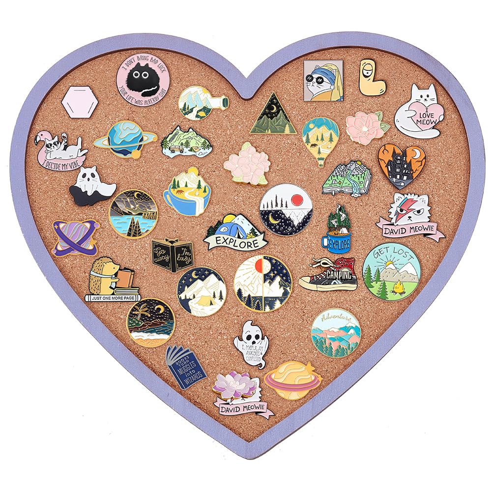 BENECREAT Purple Heart Pin Cork Board Bulletin Display Board