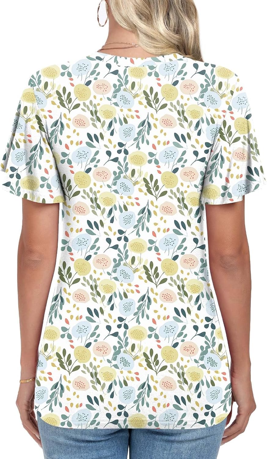 Women's Summer 2026 Casual Tunic Wavy Short Sleeve Blouse Front Twist Tops Tee For Leggings - Image 3