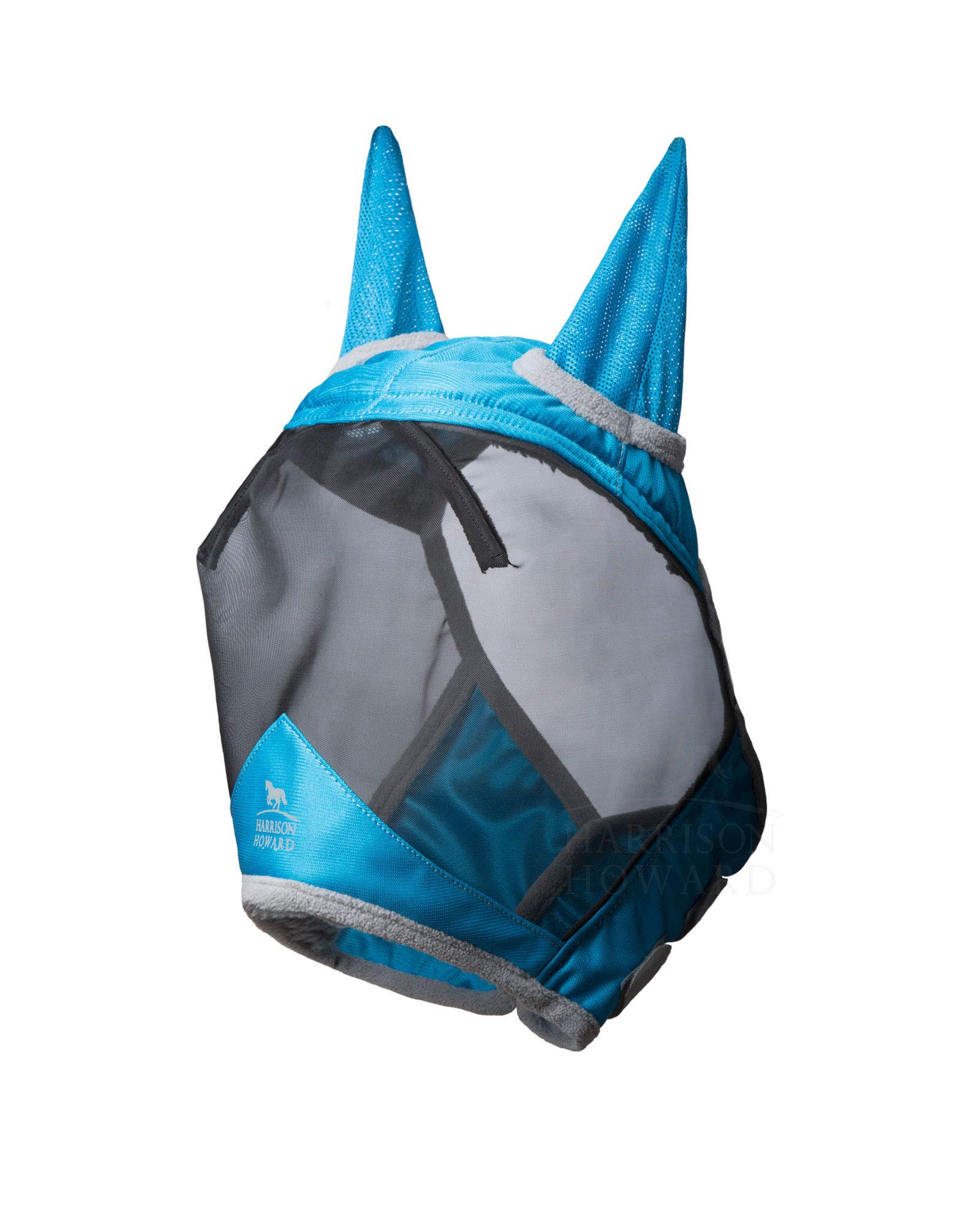 Condition photo showing New/Like New for harrison howard caremaster pro luminous horse fly mask standard with ears uv protection for horse sky blue xl extra full