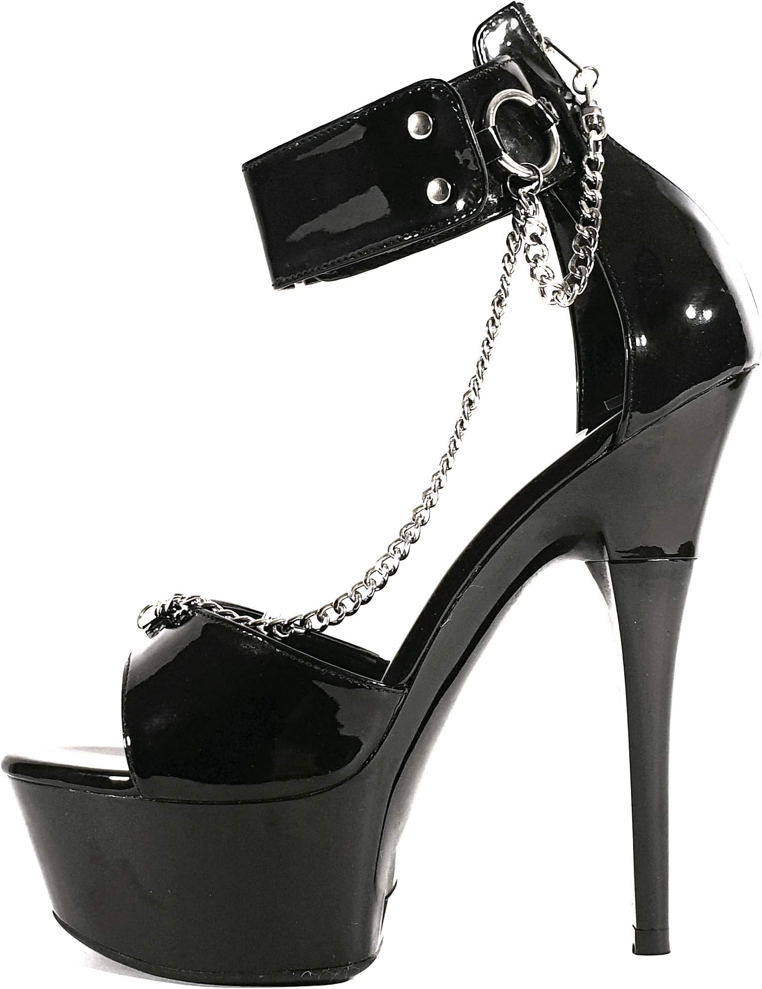 7960 Ladies Womens Black PVC High Heel Platform Court Shoes 6” UK Size 4 5 6 7 8 (6 UK)