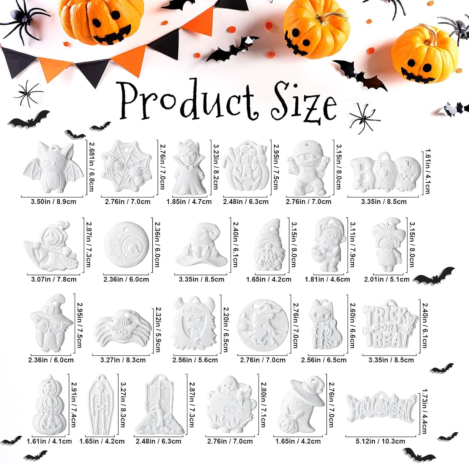 Seenelling 24 Sets DIY Painting Kits Paint Your Own Ceramics Monsters Ghost Unpainted Plaster Statues Arts and Crafts with Brush, Lanyard for Classroom Kid DIY Paint Craft Kit(Classic)