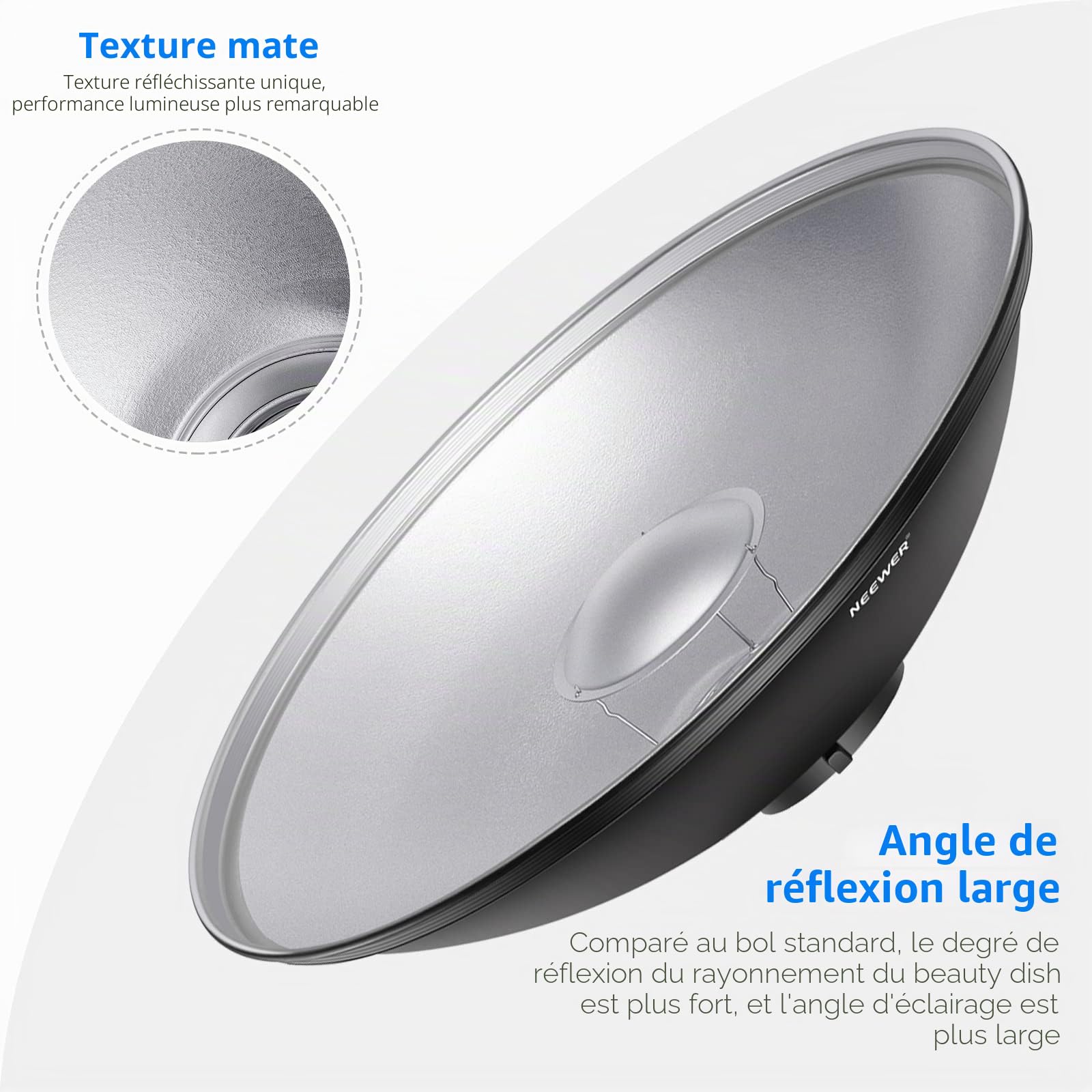 Neewer 41cm Réflecteur Bol Beauté en aluminium Standard avec Diffuseur pour Flash Studio Strobe Bowens Mont comme Neewer Vision 4 Vc-400hs Vc-300hh Vc-300hhlr Ve-300